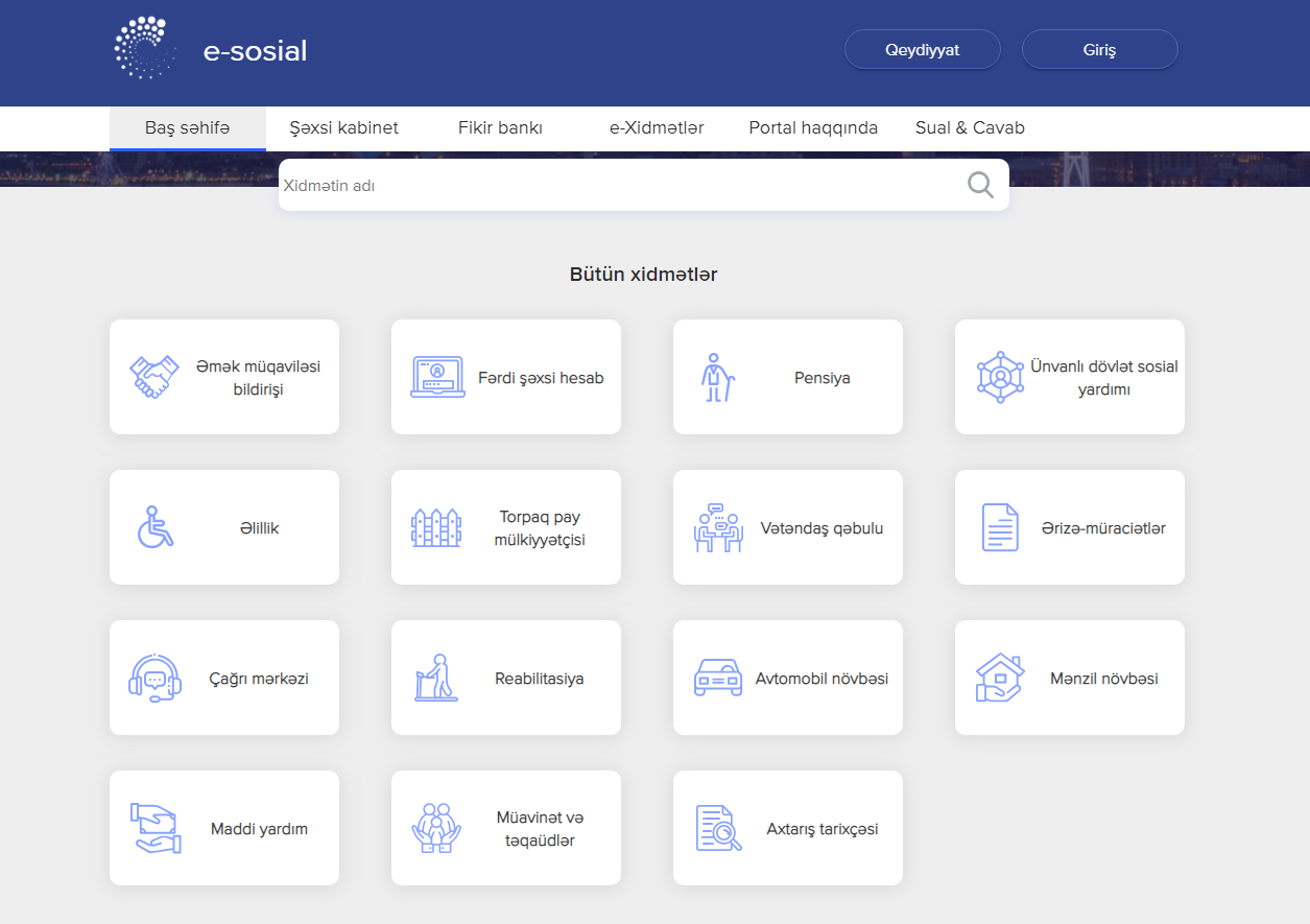 E-sosial. Sosial az qeydiyyat. E sosial qeydiyyat. E sosial az qeydiyyatdan.